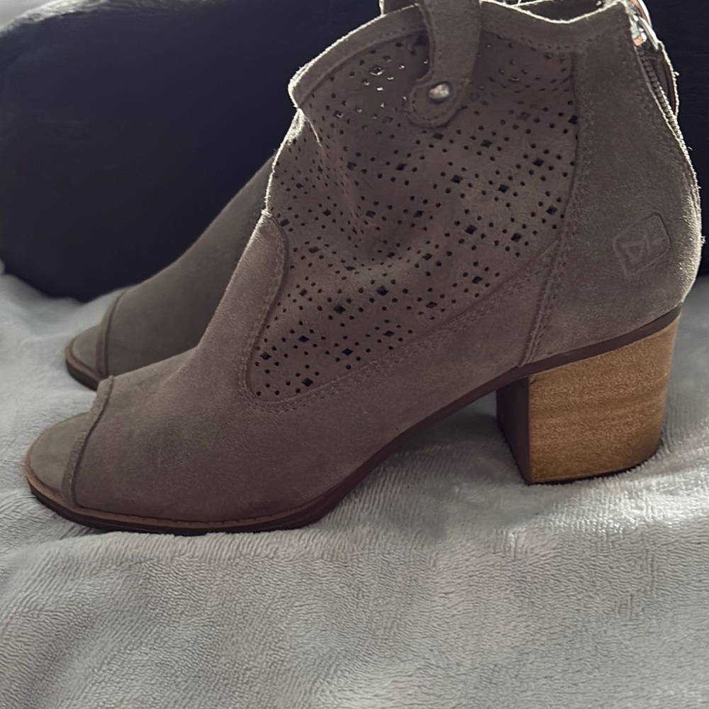Dirty Laundry Taupe Perforated Ankle Booties